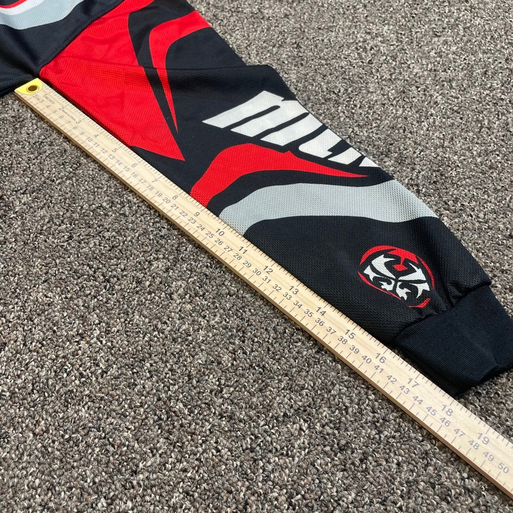 MTX Racing Motocross Jersey Long Sleeve Black Red Grey Graphic BMX Y2K Mens S - Picture 6 of 7